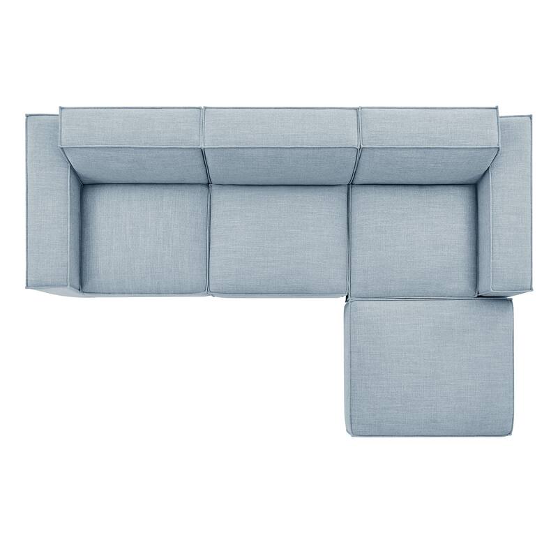 Restore 4-Piece Performance Fabric Upholstered Modular Sofa Set with Ottoman