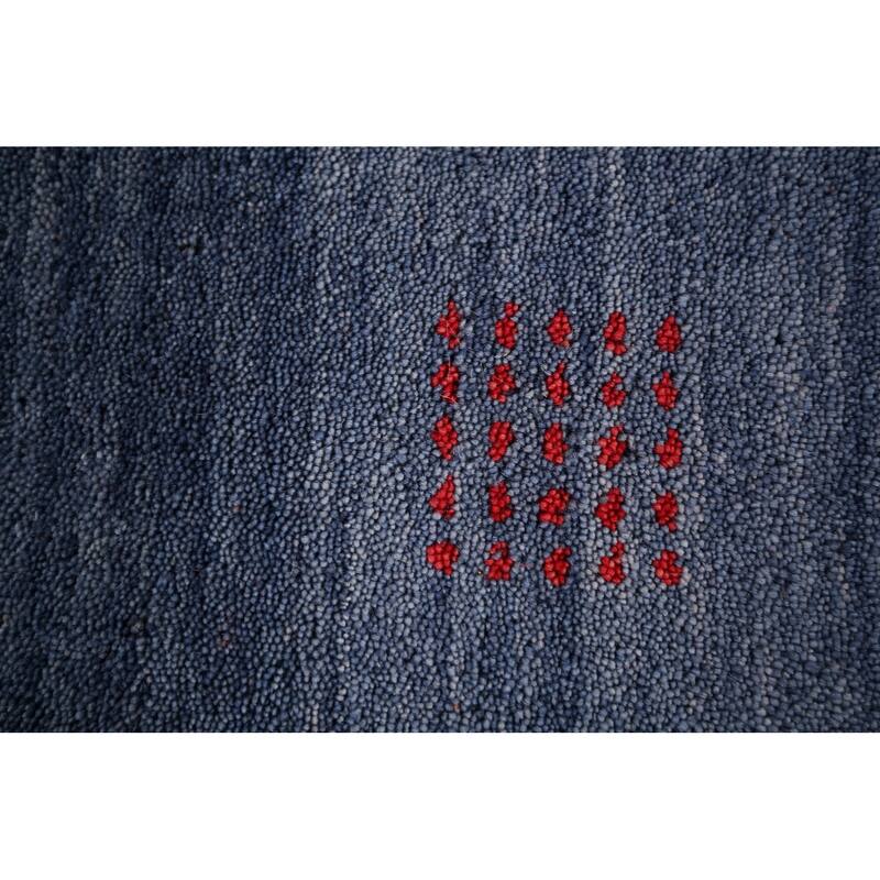 Striped Gabbeh Indian Area Rug Handmade Oriental Beige Wool Carpet - 8'4" x 9'8"