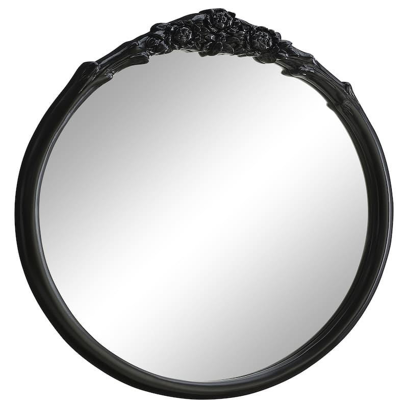 Sylvie Traditional French Provincial Mirror - Wall Mirror - Black High Gloss