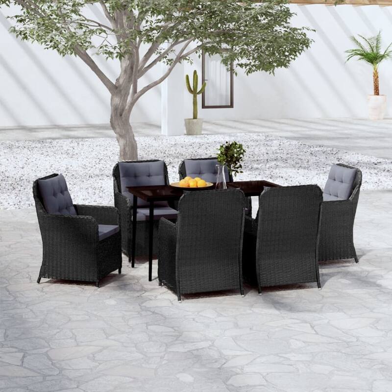 vidaXL 3/5/7 Piece Patio Dining Set - Black 55.1" x 27.6" x 29.1" 7-Piece