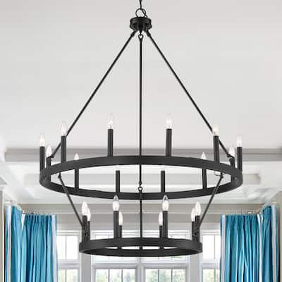 Acroma 20 Light 40 Inch Modern Farmhouse Wagon Wheel Chandelier-UL