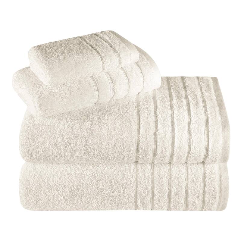 Classic Turkish Towels 4 Piece Cotton Towel Set, Absorbent Hotel & Spa - Ivory