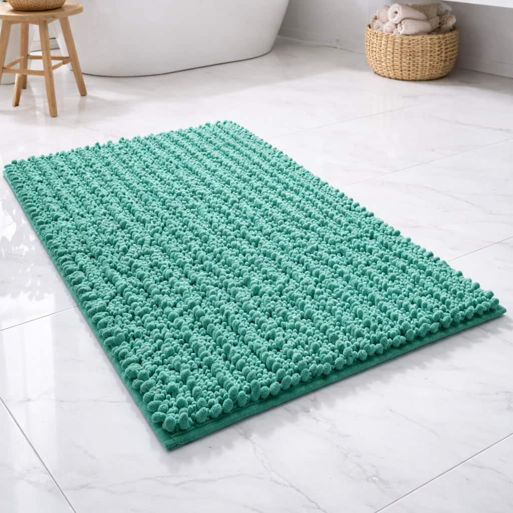 24"x16" - Turquoise Soft Cozy Plush Chenille Bath Mat Bathroom Rug