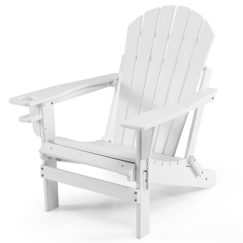 Gymax 2PCS Folding Adirondack Chair HDPE Patio Lounge Chair w/
