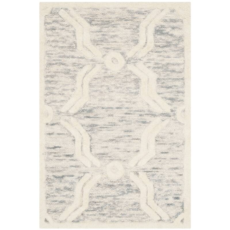 SAFAVIEH Handmade Cambridge Atifa Modern Wool Rug - 2' x 3' - Light Grey/Ivory