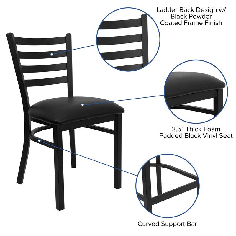 Steel X-back Restaurant Chair (Set of 2) - 16.5"W x 17"D x 32.25"H