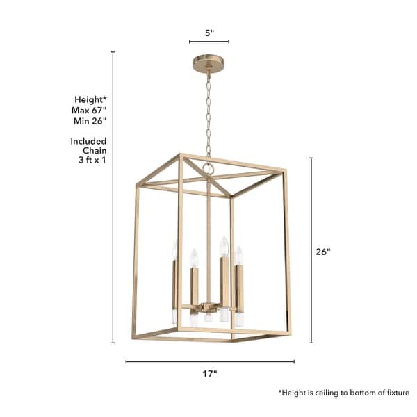 dimension image slide 0 of 4, Hunter Sunjai 4 Light Modern Candle Pendant - Entry, Dining room - Caged, Glam, Candle