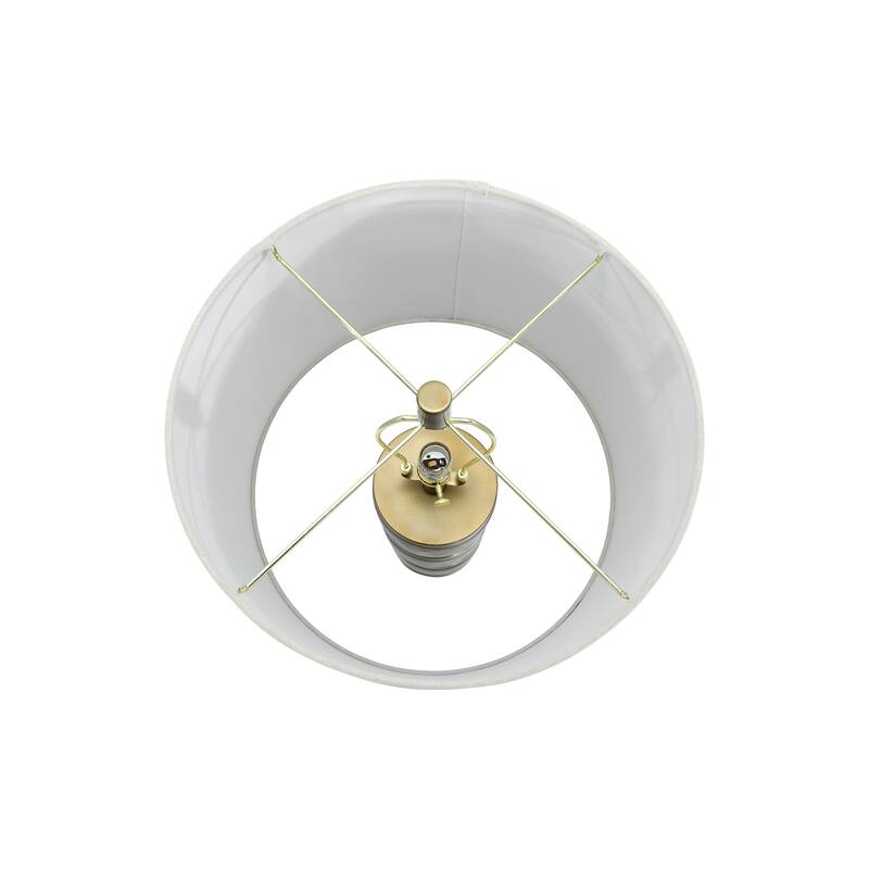 Raw Concrete Table Lamp with Diamond Design and Metal Accents