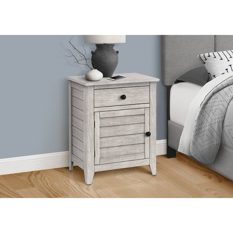 Accent Table, Nightstand, Storage Drawer, End, Side Table, Bedroom, Lamp, Storage, Grey Veneer, Transitional - Gray Wash