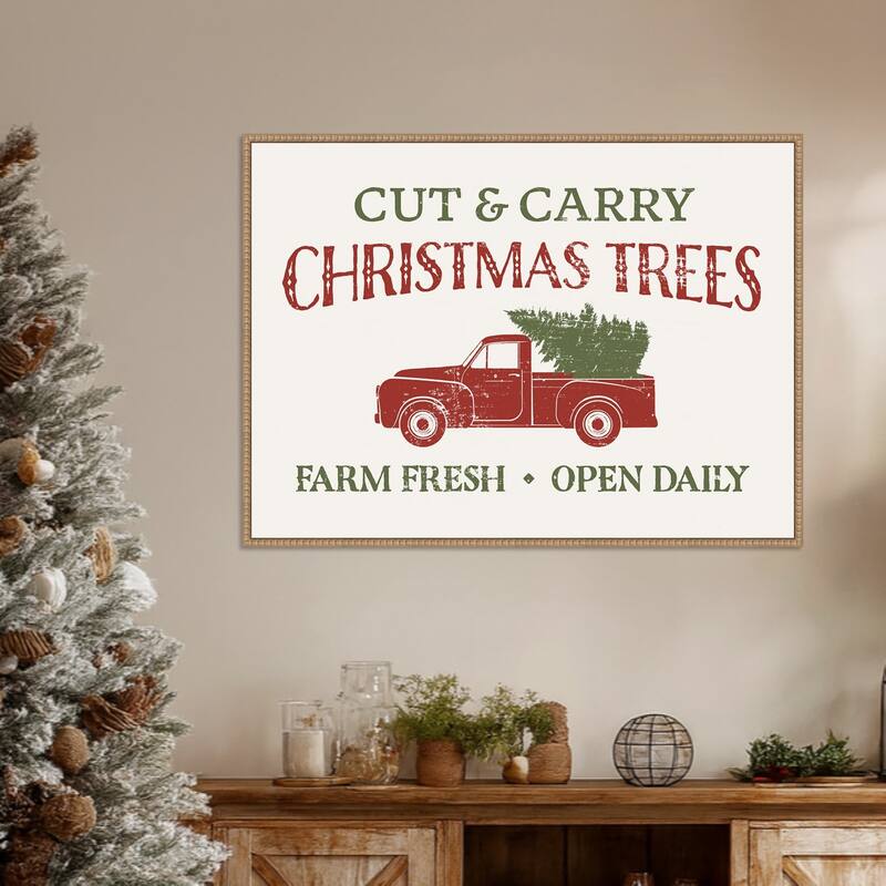 Christmas Farm Sign II by Victoria Barnes Framed Canvas Wall Art Print