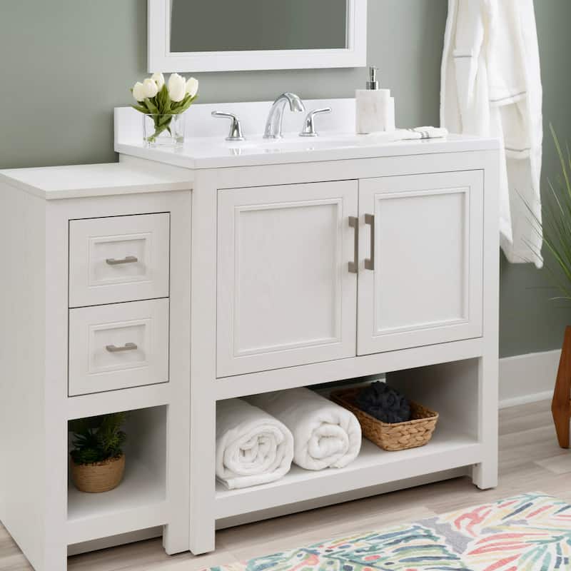 Linon Blakely Vanity with Mirror and 12-inch Side Cabinet