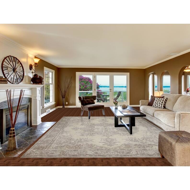 Hand Knotted Oriental 100% Wool Carpet Traditional Floral Beige & Ivories Tabriz Area Rug - 12' 6'' X 9' 6''