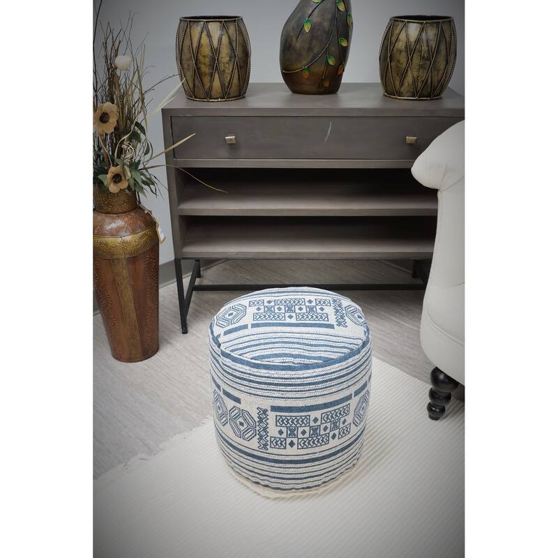 Home&Manor Wool Cotton Imani Pouf