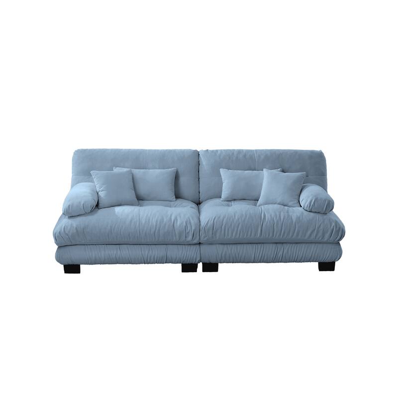 Cloud Couch 2 Seater Sofa for Living Room, Chenille 2 - Seat sofa with 2 Lumbar pillows and 2 throw pillows,Chenille Blue