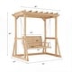 preview thumbnail 9 of 10, Solid Cedar Wood Pergola Swing, 2-Person Outdoor Wooden Swing Bench with Frame, Heavy Duty Patio Arbor Swing