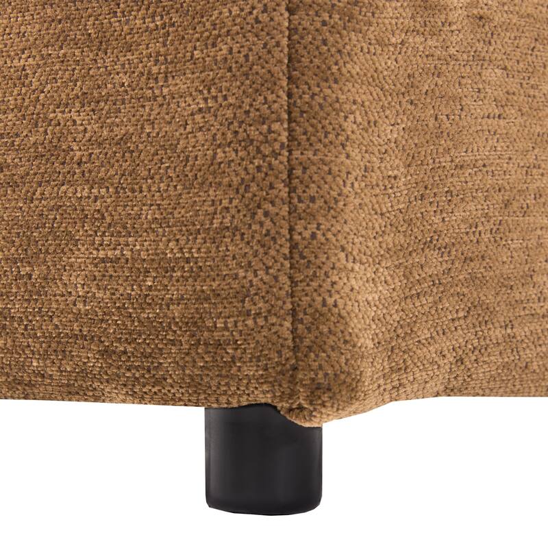 U Shaped Modular Sectional Sofa with Movable Ottoman, Chenille Upholstered 5-Seater Sofa with 2 USB Ports & Phone Holder