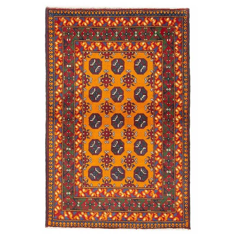 ECARPETGALLERY Hand-knotted Afghan Burnt Orange Wool Rug - 3'2 x 4'10 - Burnt Orange - 3'2 x 4'10