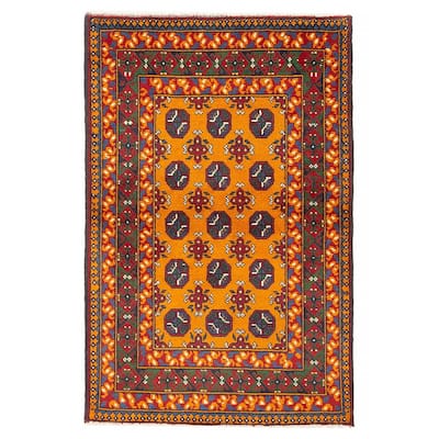 ECARPETGALLERY Hand-knotted Afghan Burnt Orange Wool Rug - 3'2 x 4'10
