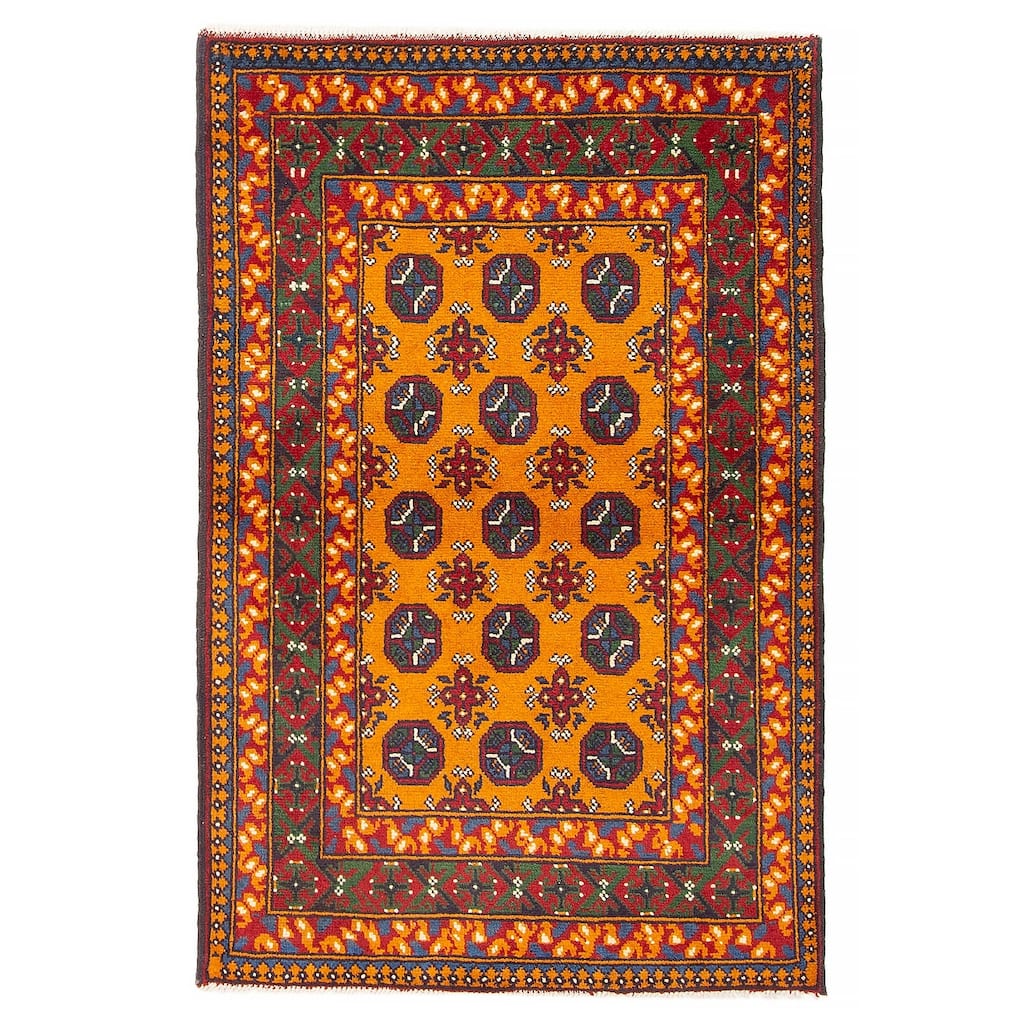 ECARPETGALLERY Hand-knotted Afghan Burnt Orange Wool Rug - 3'2 x 4'10