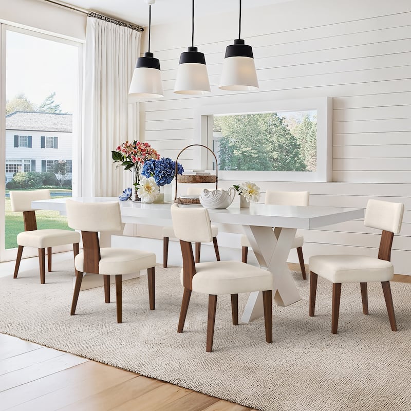 Solid Wood (2/4/6-Piece Set) Upholstered Dining Chairs - 19.1"D x 19.4"W x 33.6"H - Set of 6 - Yellow