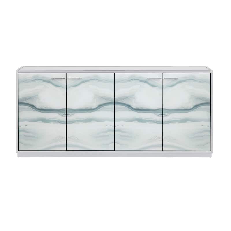 72 in. White Mirror 4 Door Media Credenza_Sideboard