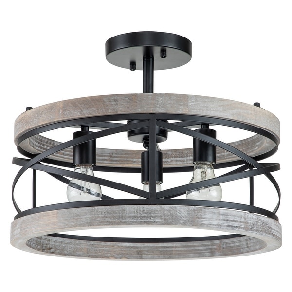 Wood semi store flush mount light