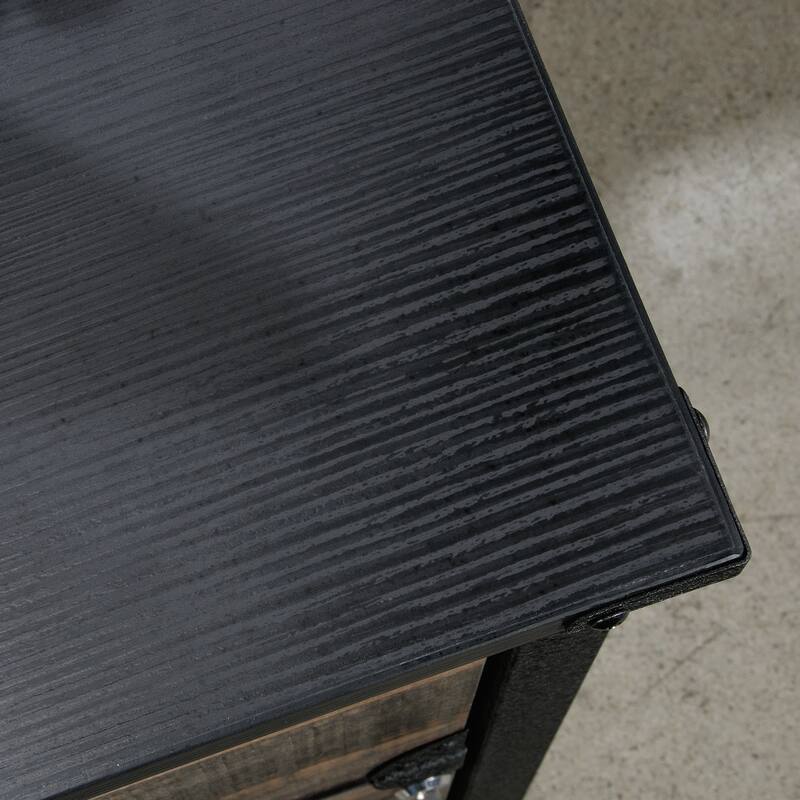 Engineered Wood Industrial Lateral File with a Lockable Drawer, Brown