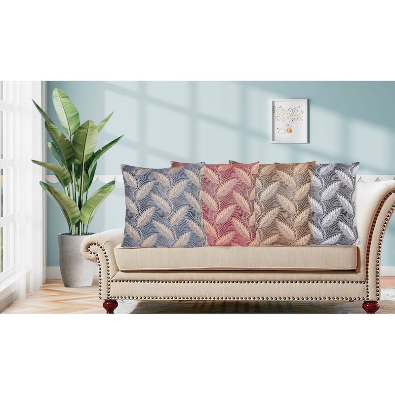 Violet Linen Venetian Geometric Leaves Pattern, 18 Inch x 18 Inch, Square, Decorative Accent Throw Pillow