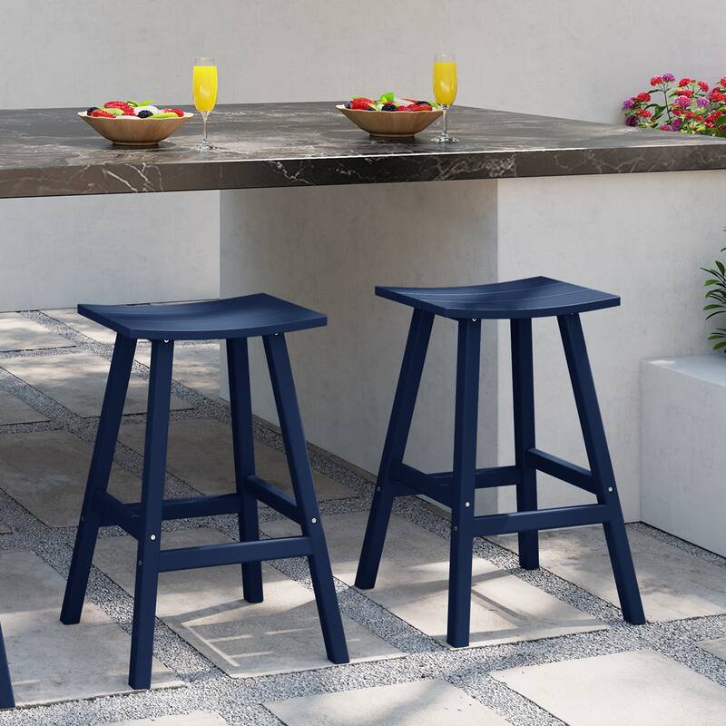 Laguna Hdpe All Weather Outdoor Patio 29" Saddle Seat Bar Stool (Set Of 2)