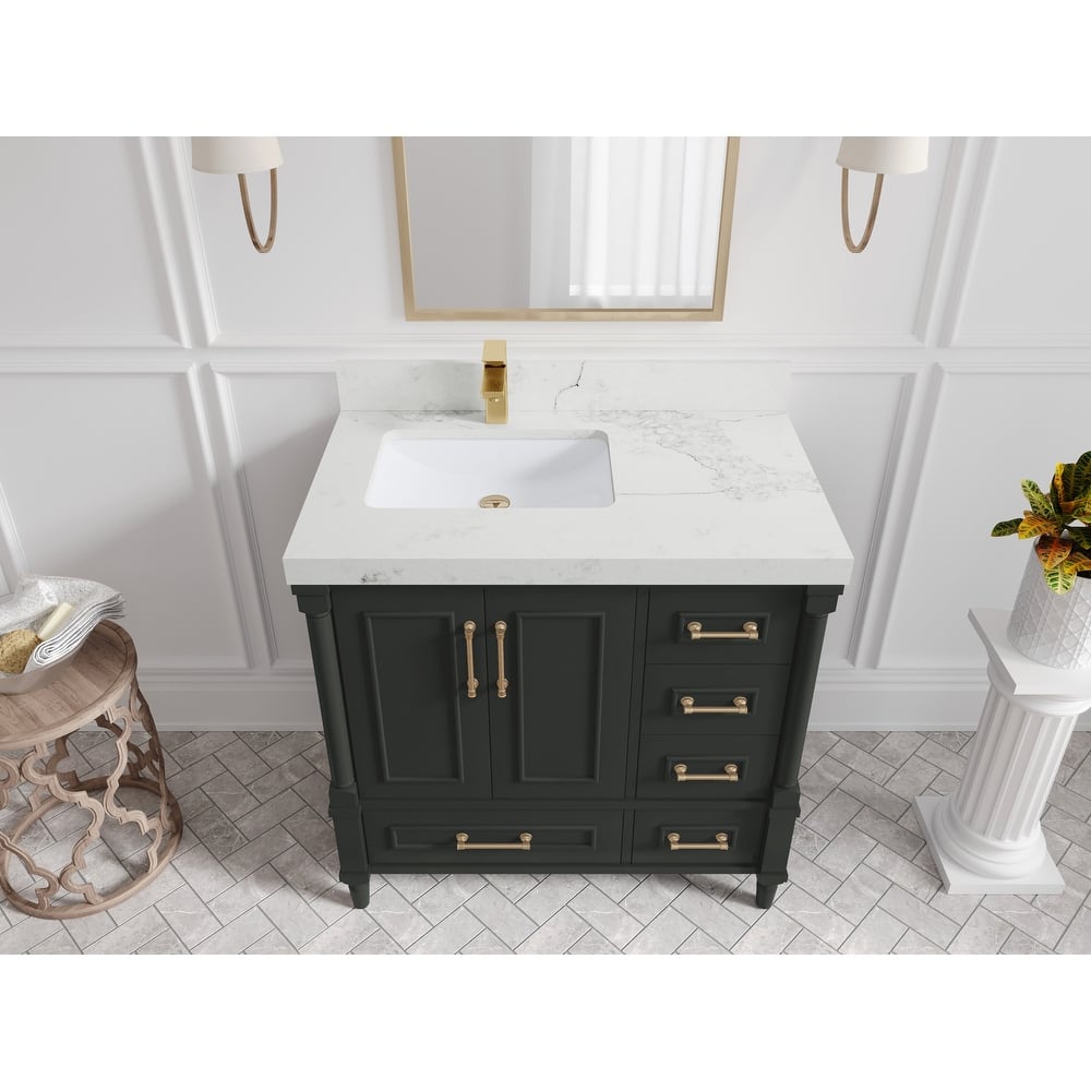 Willow Collections 36 in. W x 22 in. D Aberdeen Left Offset Sink Bathroom Vanity with Countertop