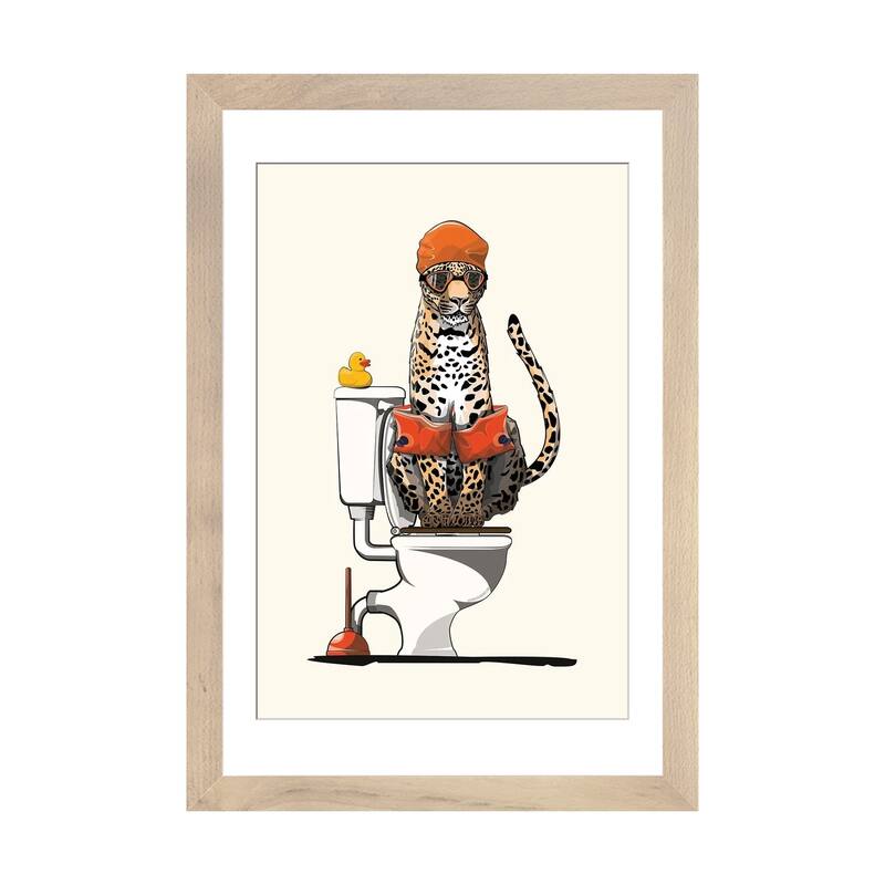 iCanvas "Leopard On The Toilet" by WyattDesign - Natural - 24x16x1