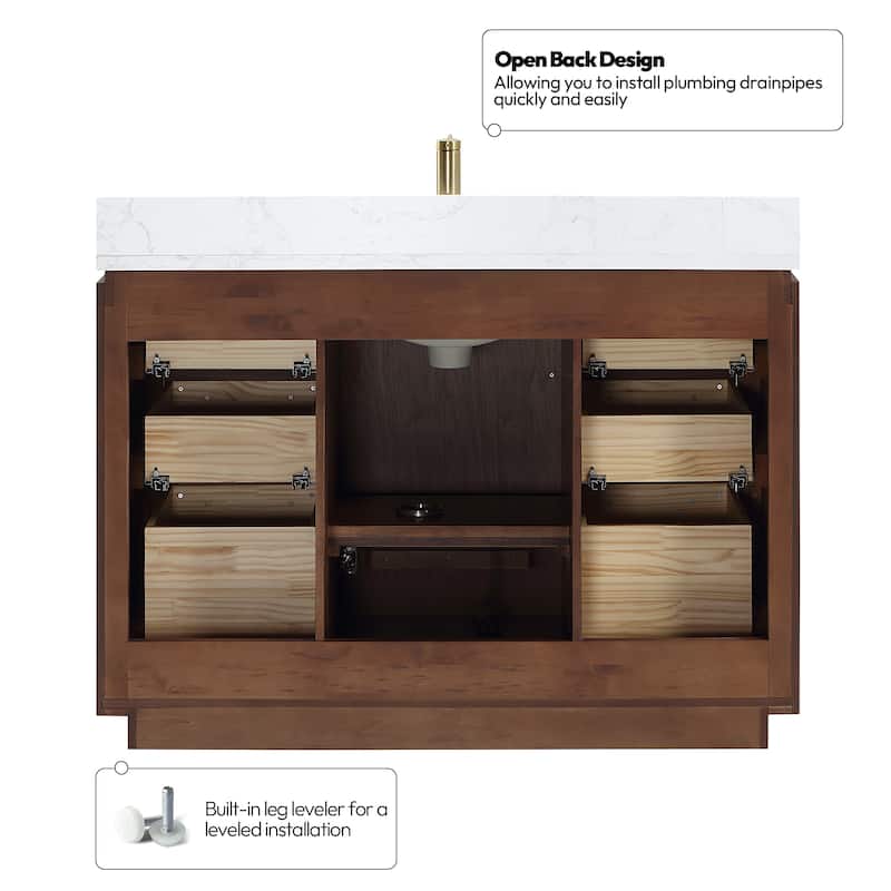 San Single Bath Vanity with Composite Stone Top and Mirror