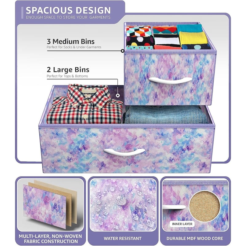 Dresser w/ 5 Drawers Furniture Storage Chest for Home, Bedroom