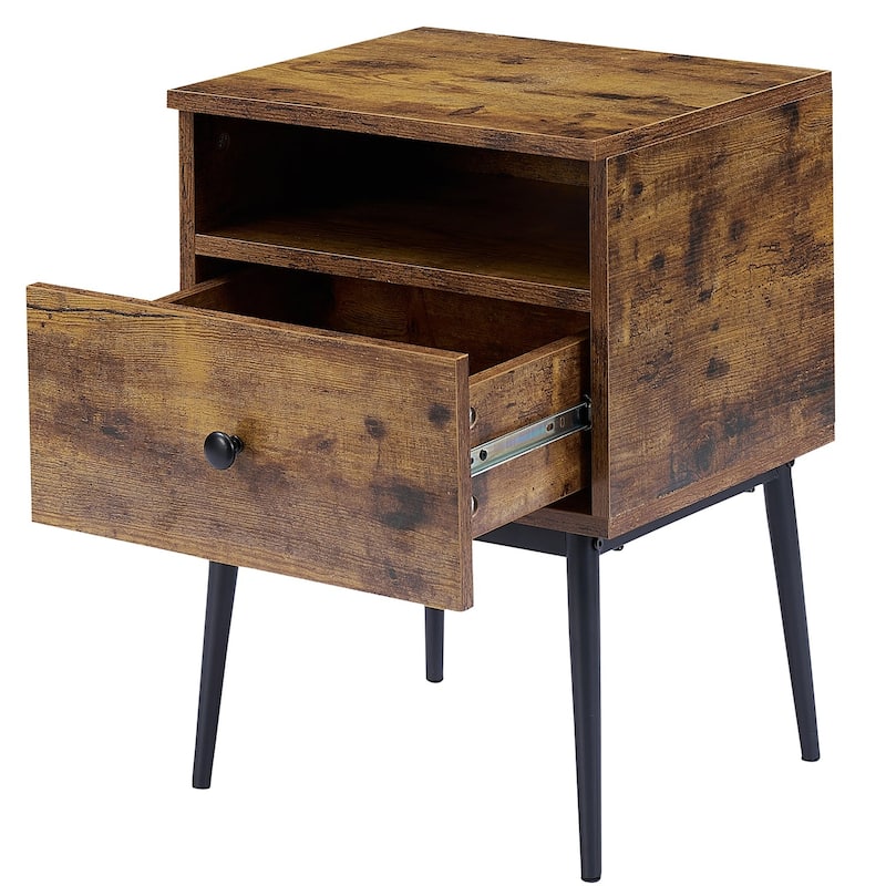 VECELO Modern 1-Drawer Wood Nightstand Set of 2