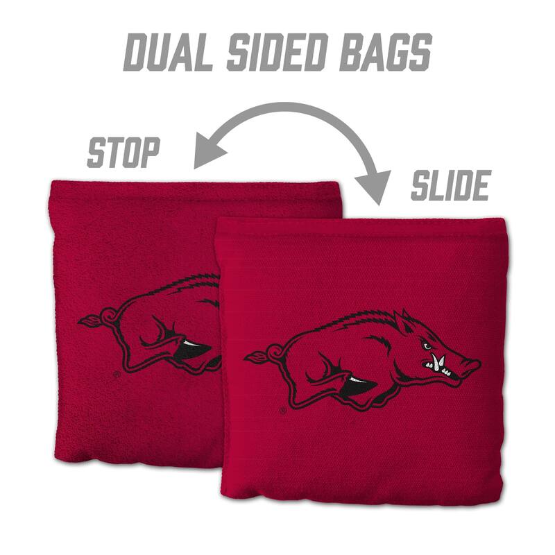Arkansas Razorbacks NCAA Dual Sided Pro Stop & Slide Cornhole Bags