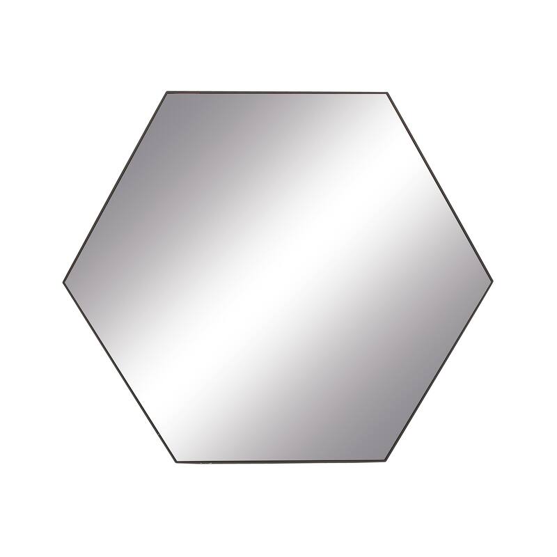 Contemporary Hexagon Wood Wall Mirror - Multiple Finishes and Sizes