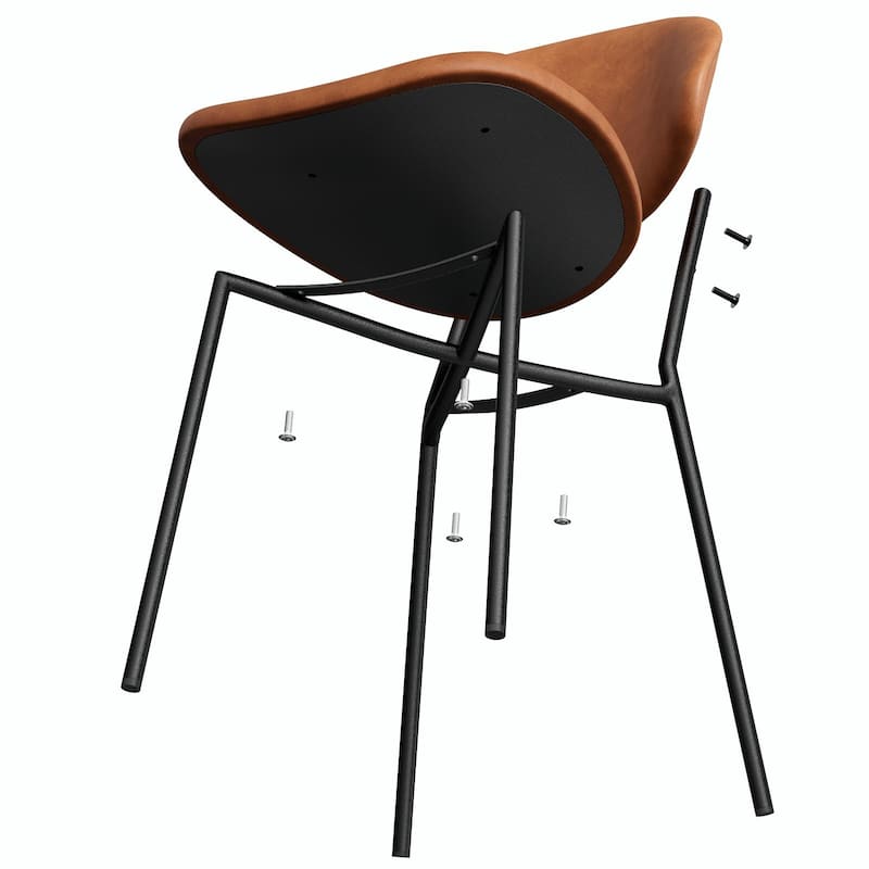 Set of 4 Mid-Century Modern Upholstered Boucle Dining Chairs with Curved Backrest - Brown