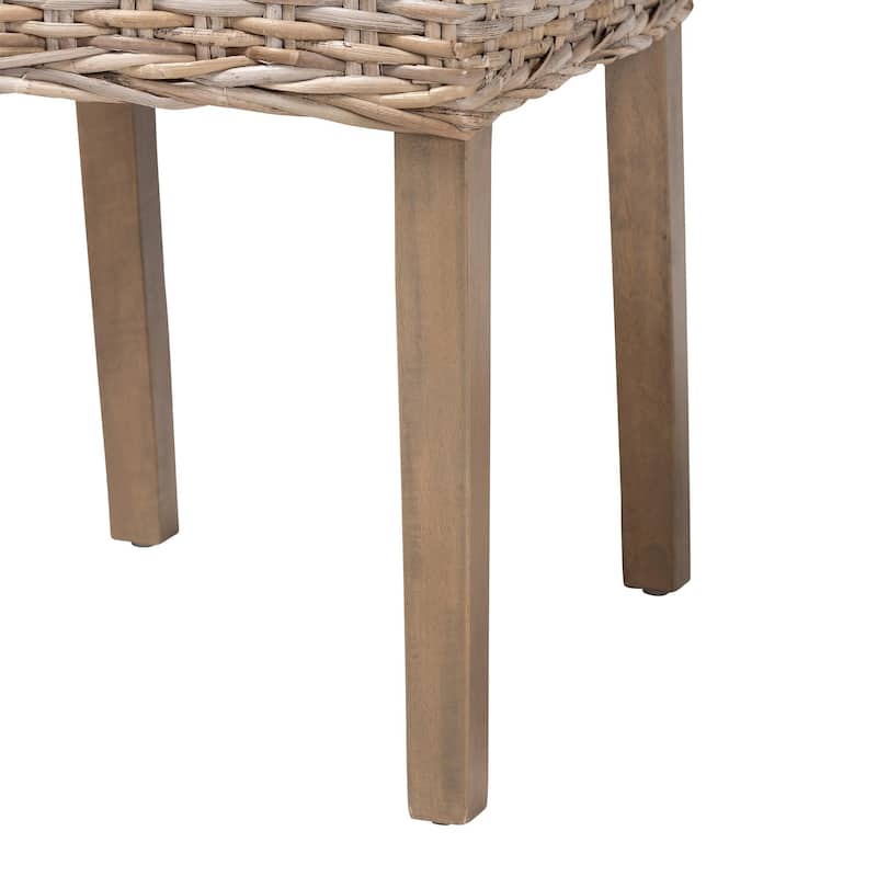 bali & pari Nevina Bohemian Grey Kubu Rattan and Mango Wood Dining Chair