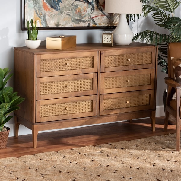 mid century modern groove wood 6 drawer dresser saracina home Mid-century Modern Groove Wood 6 Drawer Dresser Walnut - Saracina Home