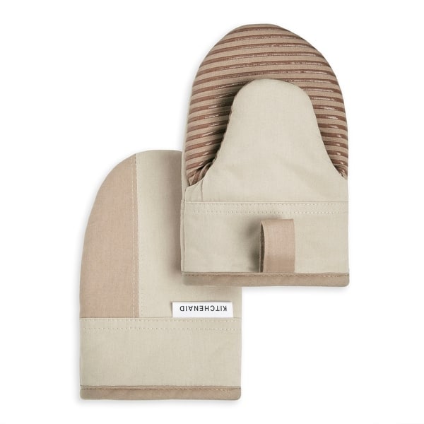 KitchenAid Beacon Mini Oven Mitt Set, Set of 2 - 5.5"x8" - Milkshake/Beige