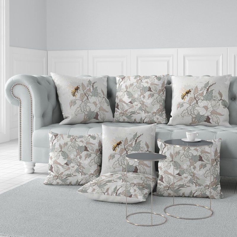 Amrita Sen Bee Bush Bliss Faux Suede Accent Pillow with Zip