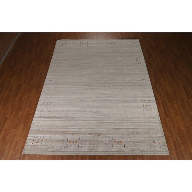 Striped Wool Gabbeh Indian Area Rug 9x12 - 9' x 12'