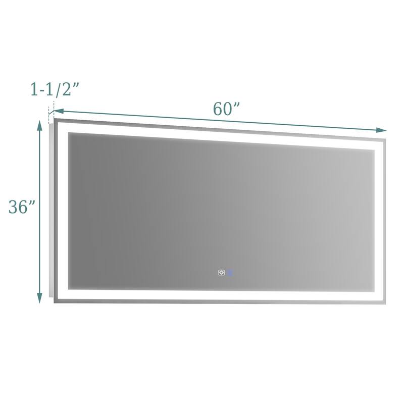 Wall Mounted Bathroom Rectangle Front And Back light LED Mirror With Anti Fog And Dimmable