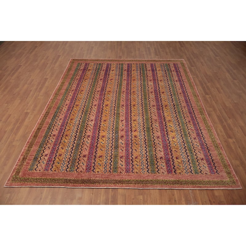 Hand Knotted Oriental 100% Wool Carpet Traditional Geometric Multi-Colored Ziegler Area Rug - 10' 0'' X 8' 0''