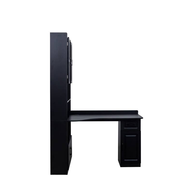 L-Shaped Corner Computer Desk for Home Office or Study desk, Study Modern Style Table with Drawers, Bookshelf & Hutch