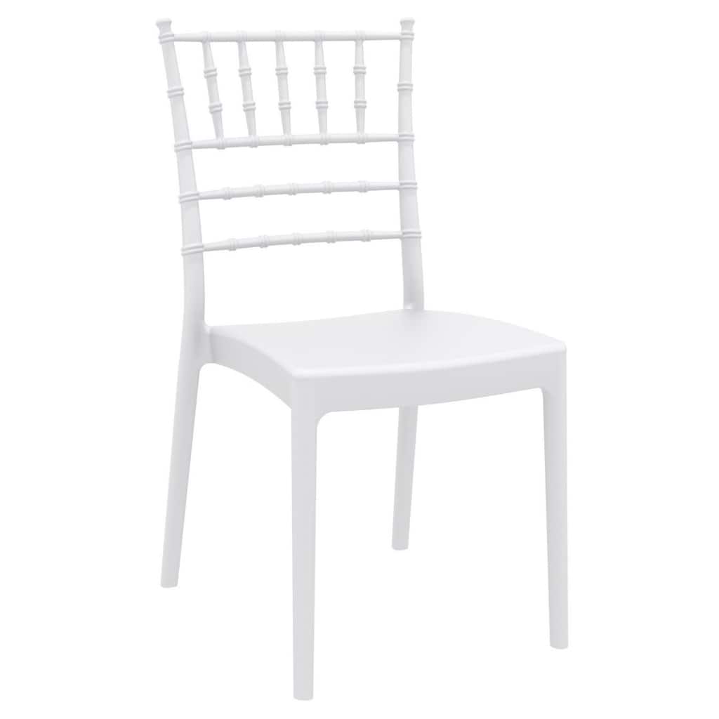 36" White Stackable Outdoor Patio Armless Dining Chair