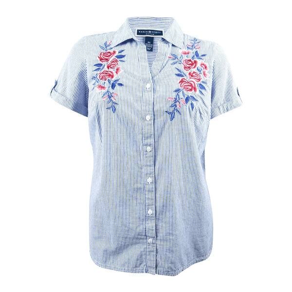 Shop Karen Scott Women S Plus Size Cotton Embroidered Shirt