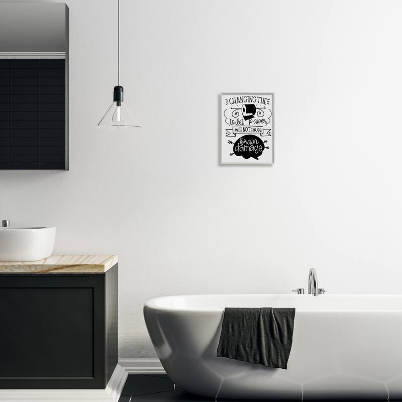 Stupell Change Toilet Paper Humor Framed Giclee Art Design by LSR Design Studio