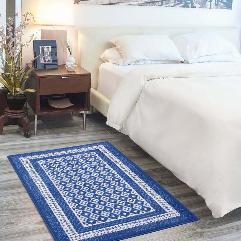 Nourison Whimsicle Geometric Moroccan Bordered Area Rug - 3' x 5' - Navy - Runner/Rectangle