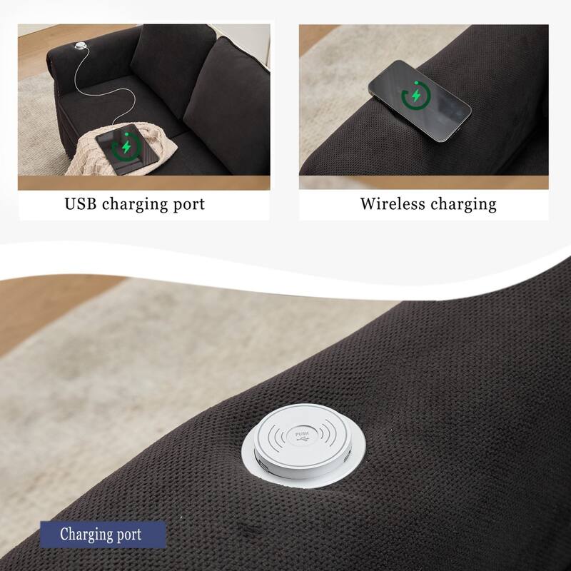 106.5" L-Shaped Flannelette Sectional Sofa with Pull-Out Bed